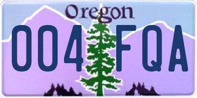 OR license plate 004FQA