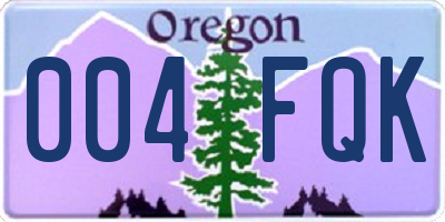 OR license plate 004FQK