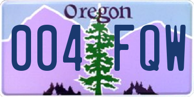 OR license plate 004FQW