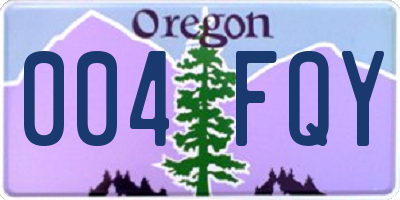 OR license plate 004FQY