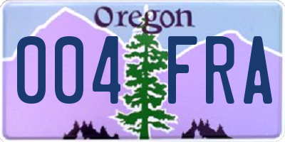 OR license plate 004FRA