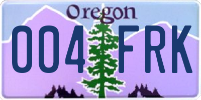 OR license plate 004FRK