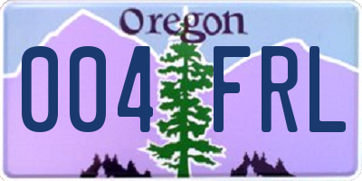 OR license plate 004FRL