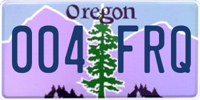 OR license plate 004FRQ
