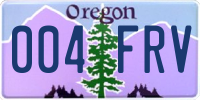 OR license plate 004FRV