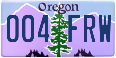 OR license plate 004FRW