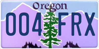OR license plate 004FRX