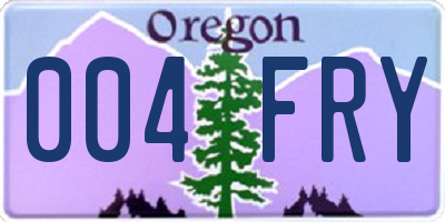 OR license plate 004FRY
