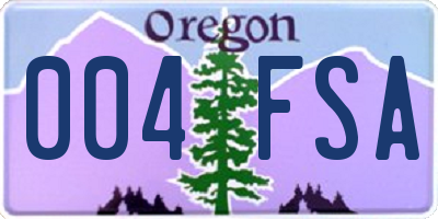 OR license plate 004FSA
