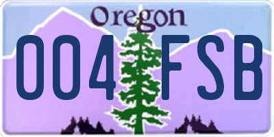 OR license plate 004FSB