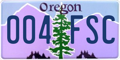OR license plate 004FSC