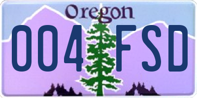 OR license plate 004FSD