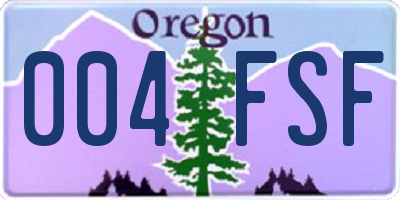 OR license plate 004FSF