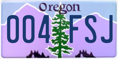 OR license plate 004FSJ