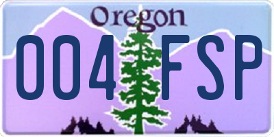 OR license plate 004FSP