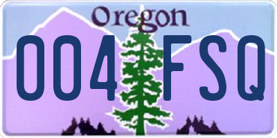 OR license plate 004FSQ