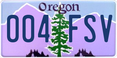 OR license plate 004FSV