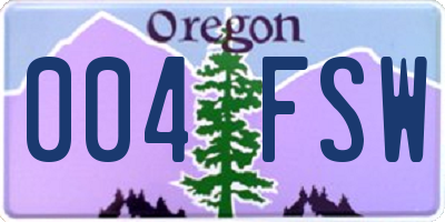 OR license plate 004FSW