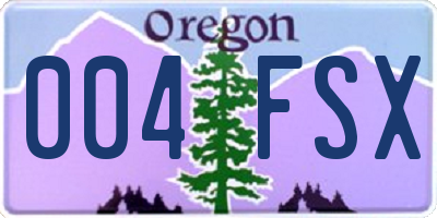 OR license plate 004FSX