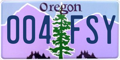 OR license plate 004FSY