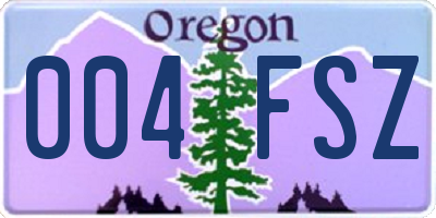 OR license plate 004FSZ