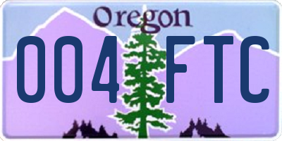 OR license plate 004FTC