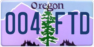 OR license plate 004FTD