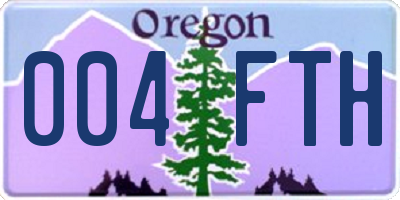 OR license plate 004FTH