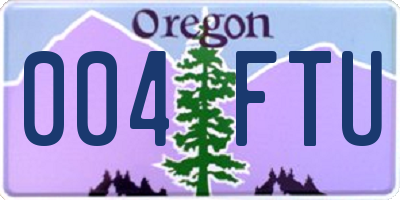 OR license plate 004FTU