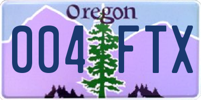 OR license plate 004FTX