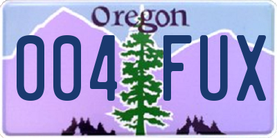OR license plate 004FUX