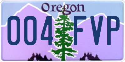 OR license plate 004FVP