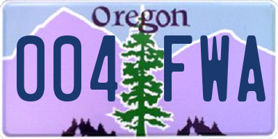 OR license plate 004FWA