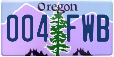 OR license plate 004FWB