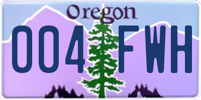 OR license plate 004FWH