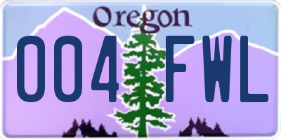 OR license plate 004FWL