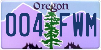 OR license plate 004FWM