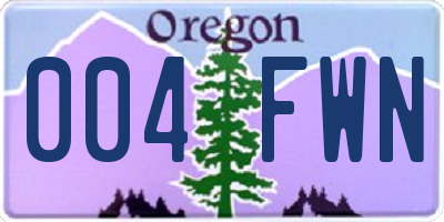OR license plate 004FWN