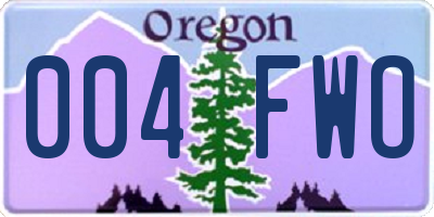OR license plate 004FWO