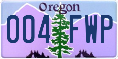 OR license plate 004FWP