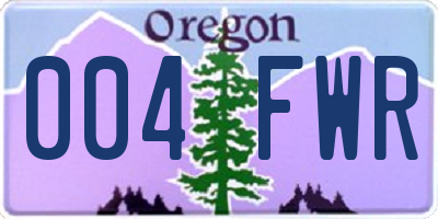 OR license plate 004FWR
