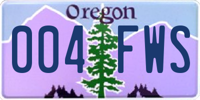 OR license plate 004FWS