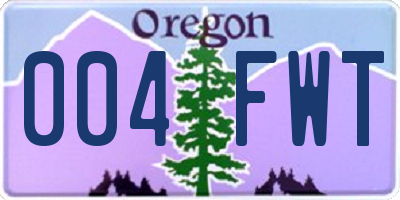 OR license plate 004FWT