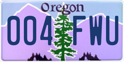 OR license plate 004FWU
