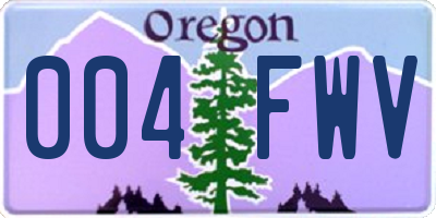 OR license plate 004FWV