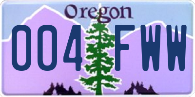 OR license plate 004FWW