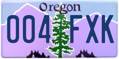 OR license plate 004FXK