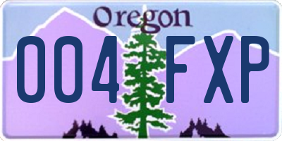OR license plate 004FXP