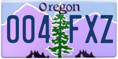 OR license plate 004FXZ