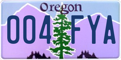 OR license plate 004FYA